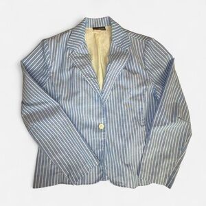 Vintage Blue and White Striped Blazer M